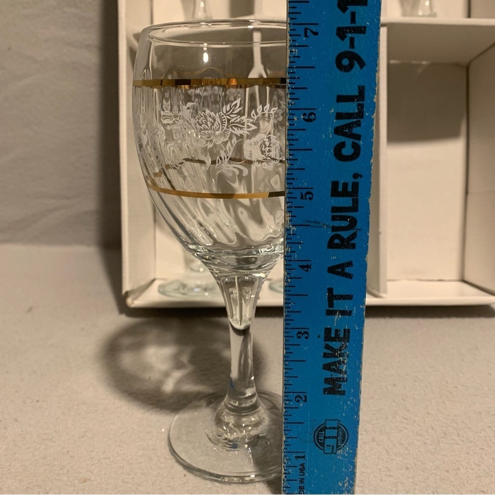 Duchess Collection Entertaining Wine Goblets Floral Design Gold Accent set of 6 - Picture 4 of 6